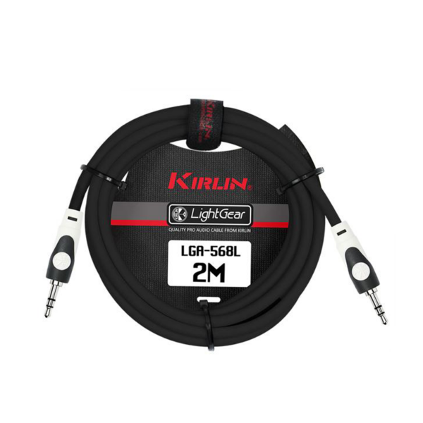 Kirlin 3.5mm TRS - 3.5mm TRS, Light Gear Aux Cable, Black (2m)