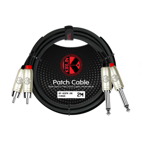 Kirlin 2 x 1/4" mono – 2 x RCA Patch Cable, Black (2m)