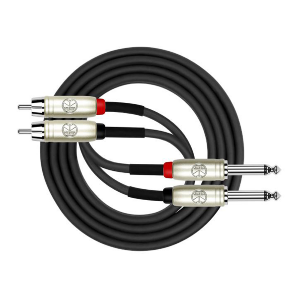 Kirlin 2 x 1/4" mono – 2 x RCA Patch Cable, Black (2m)
