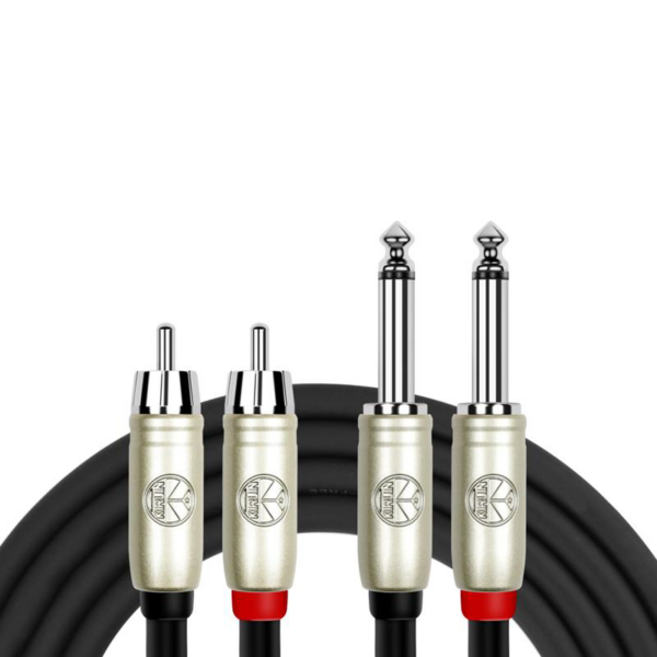 Kirlin 2 x 1/4" mono – 2 x RCA Patch Cable, Black (2m)