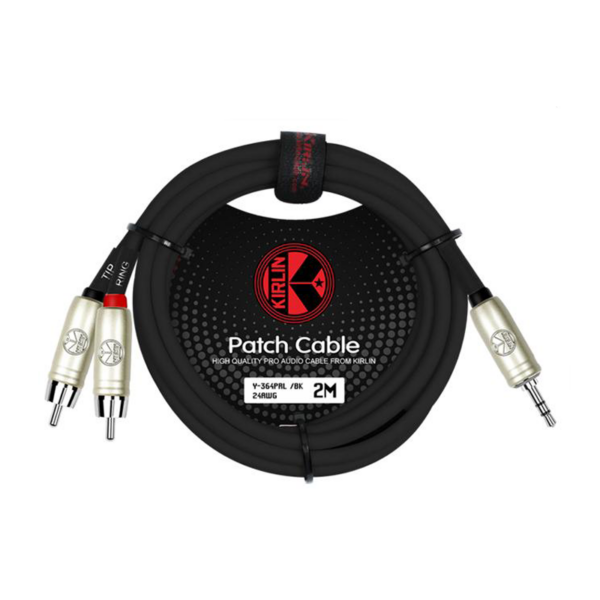 Kirlin Original Y- Patch Cable, Black 3.5MM TRS Plug – 2 x RCA (2m)
