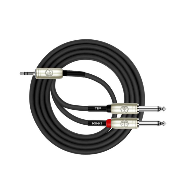 Kirlin Original Y-Patch Cable, Black 3.5MM TRS Plug – 2 x 1/4"Mono Plug (2m)