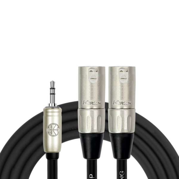 Kirlin Original Y-Patch Cable, Black 3.5MM TRS Plug – 2 x XLR Male (2m)